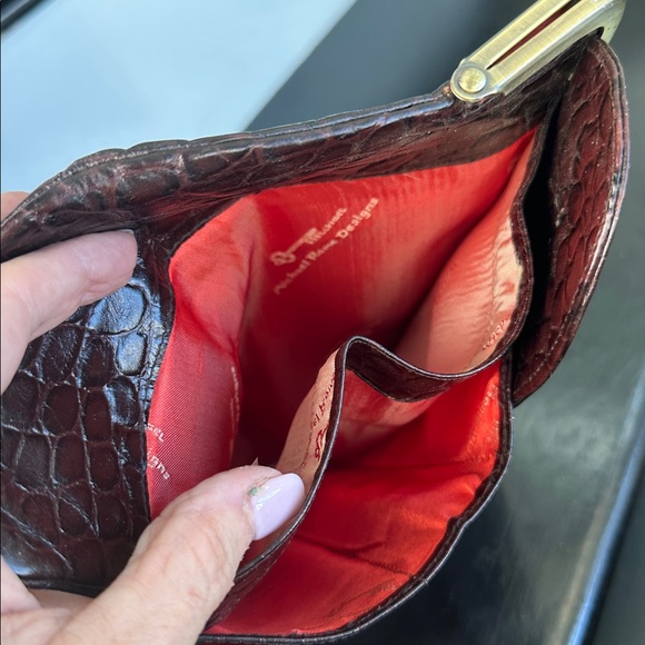 Michael Rome Design Genuine Leather Clutch Purse Croc Embossed Like New handbag - Picture 5 of 7